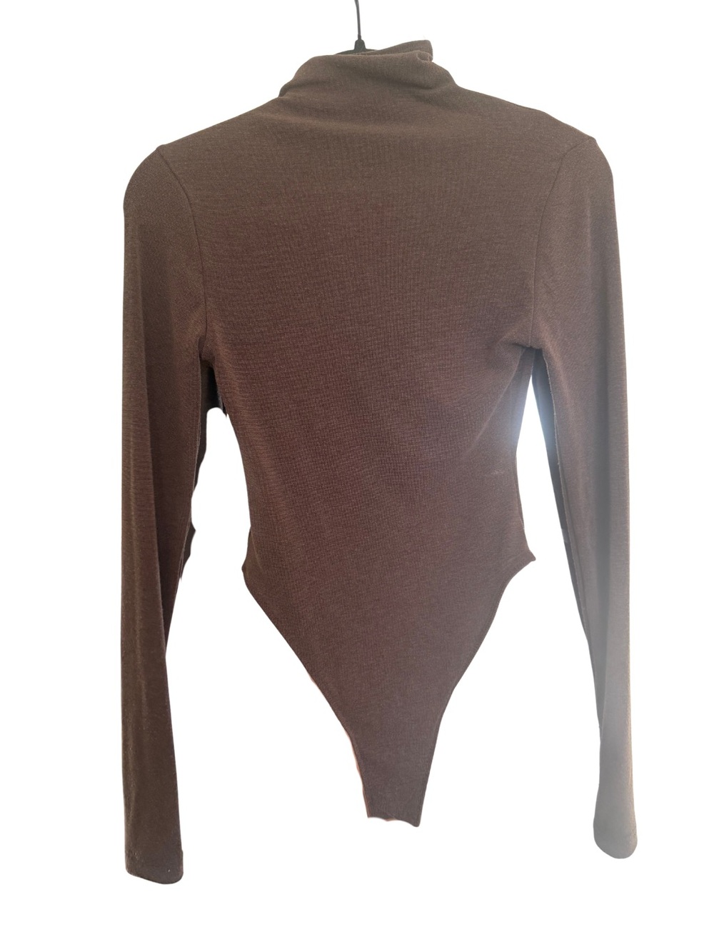 Brown Long-Sleeve Turtleneck Bodysuit - Women Tops